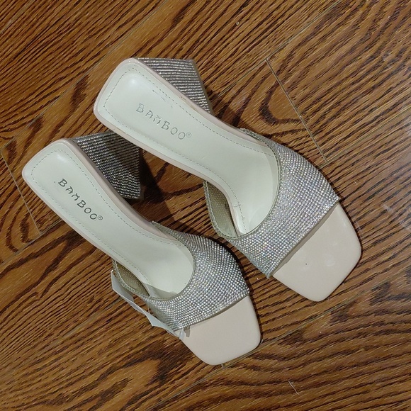 Bamboo Silver and Tan Women's Heels - Picture 8 of 9